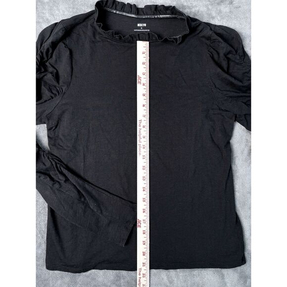 Maeve by Anthropologie Ruched Sleeve Long Sleeve Tee Black Women’s Large - Picture 4 of 7